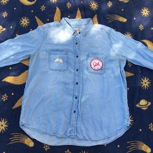 Striped Button Up w/ patches!